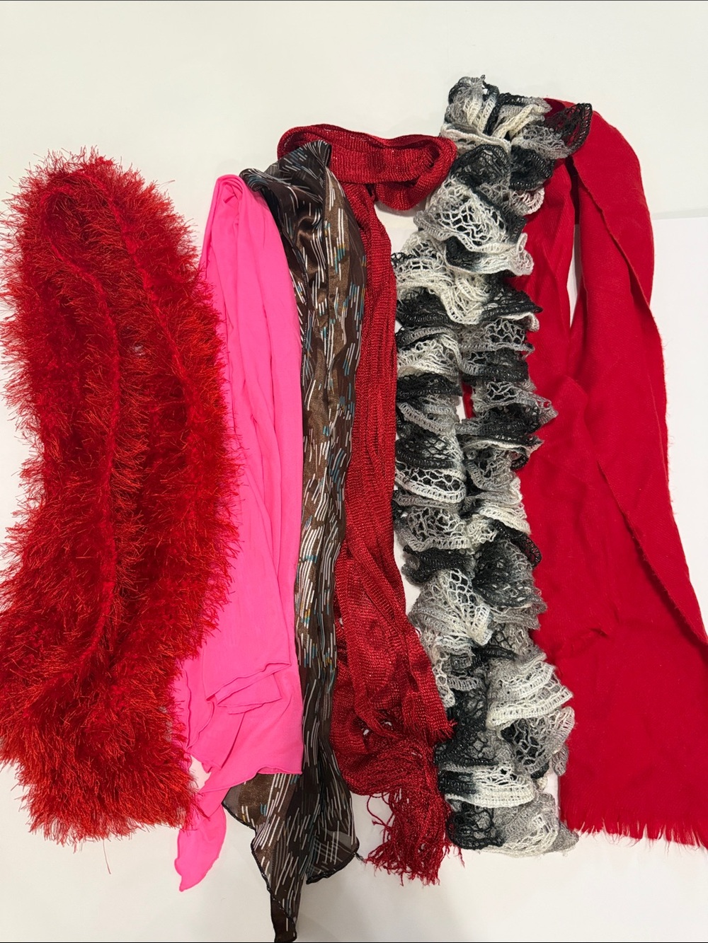 Women's Mixed Scarves & Wraps - Red, Hot Pink, Black/White - Assorted Styles